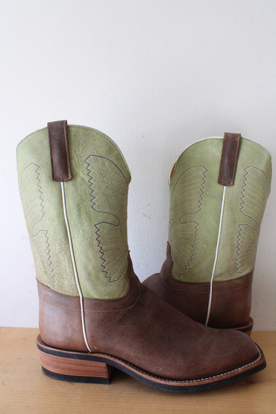 Olathe Boot Co. Sand Angry Elk Lime Sinsation Boot Cowboy Boots | Size 12