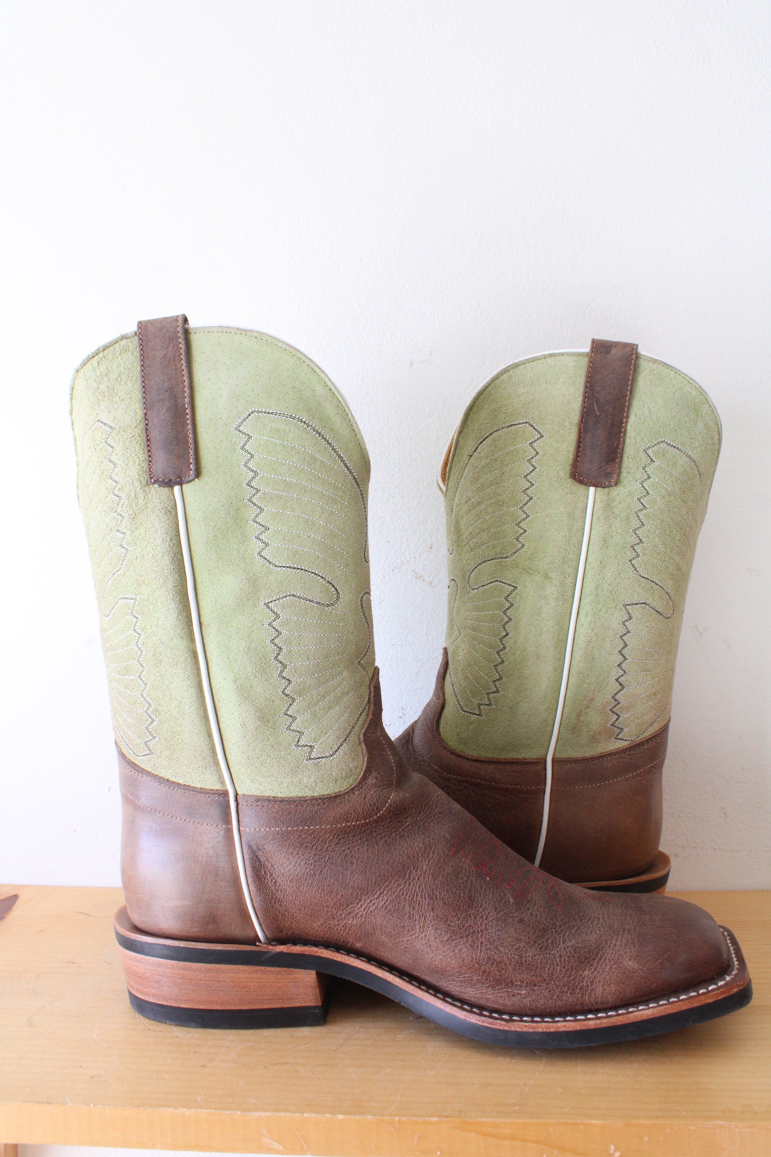 Olathe Boot Co. Sand Angry Elk Lime Sinsation Boot Cowboy Boots | Size 12