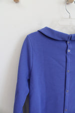 Talbots Blue Ribbed Portrait Collar Top | S