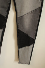 NEW Fashion Nova Black and Gray Colorblock Patch Skinny Jeans | M