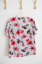 Victoria Gray Brown & Red Floral Top | M/L
