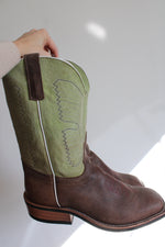Olathe Boot Co. Sand Angry Elk Lime Sinsation Boot Cowboy Boots | Size 12