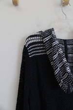 CJ Banks Navy Blue & White Striped Knit Hoodie | 1X