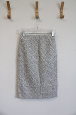 NEW LOFT Petites Gray & Cream Patterned Pencil Skirt | XXS Petite