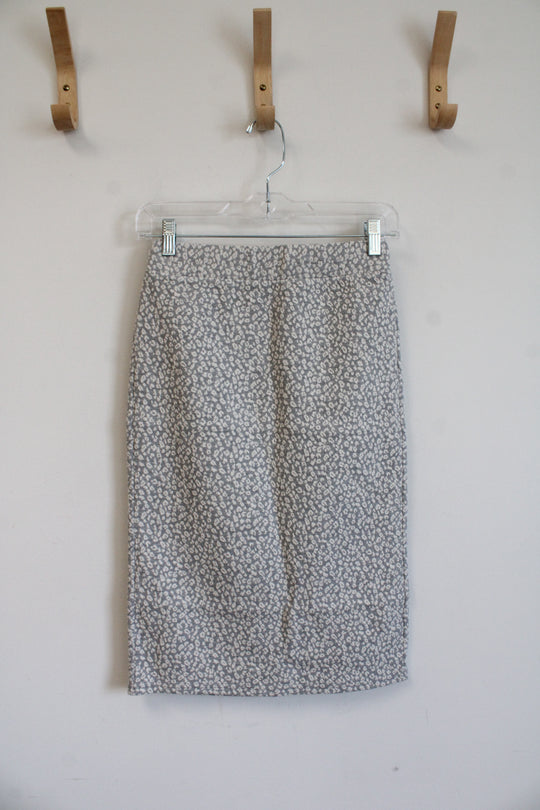 NEW LOFT Petites Gray & Cream Patterned Pencil Skirt | XXS Petite