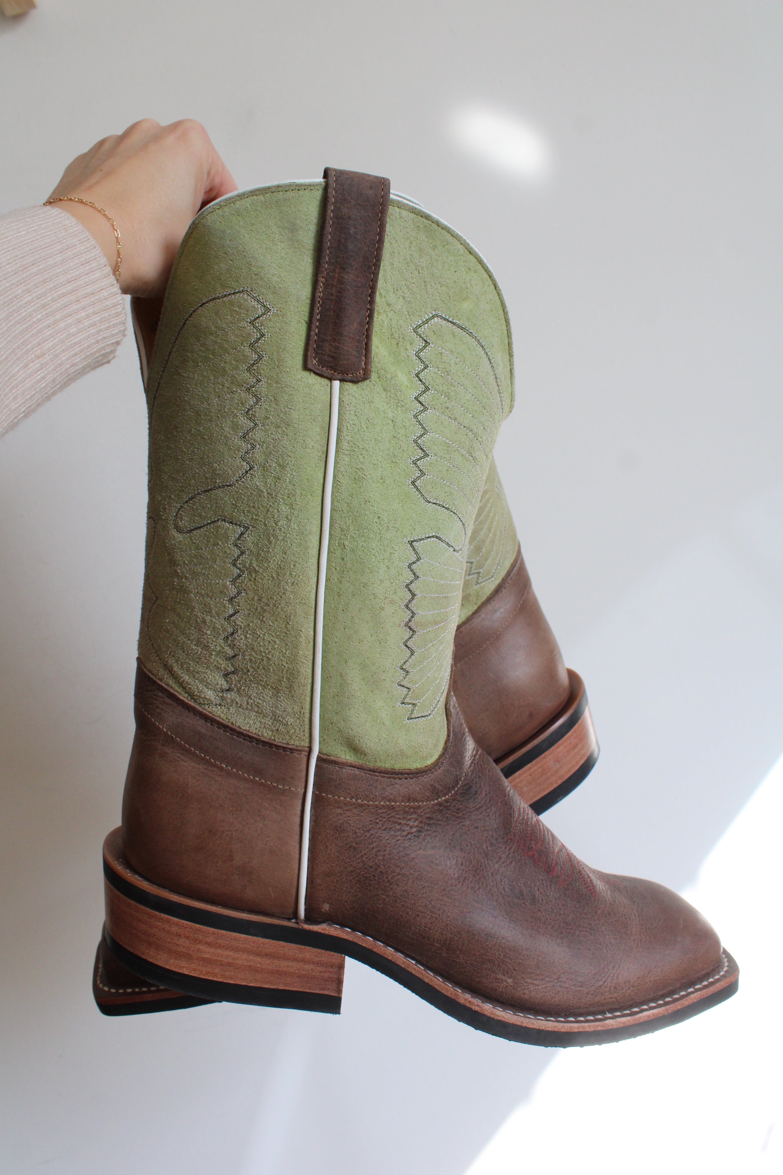 Olathe Boot Co. Sand Angry Elk Lime Sinsation Boot Cowboy Boots | Size 12