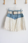Nuvo Classix Y2K Lace Bottom Denim Belted Skirt | 5/6