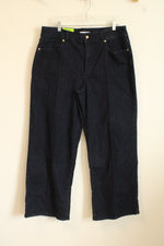 NEW Sam Edelman Pintuck Wide Leg Dark Wash Jeans | 16