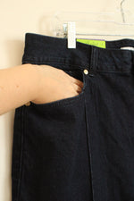 NEW Sam Edelman Pintuck Wide Leg Dark Wash Jeans | 16