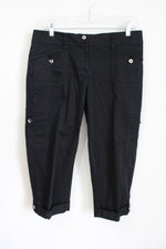 White House Black Market Silver Button Capri Pant | 8
