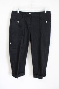 White House Black Market Silver Button Capri Pant | 8