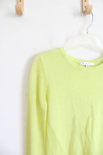 Cabi Yellow Green Mesh Sleeve Open Back Sweater | XS