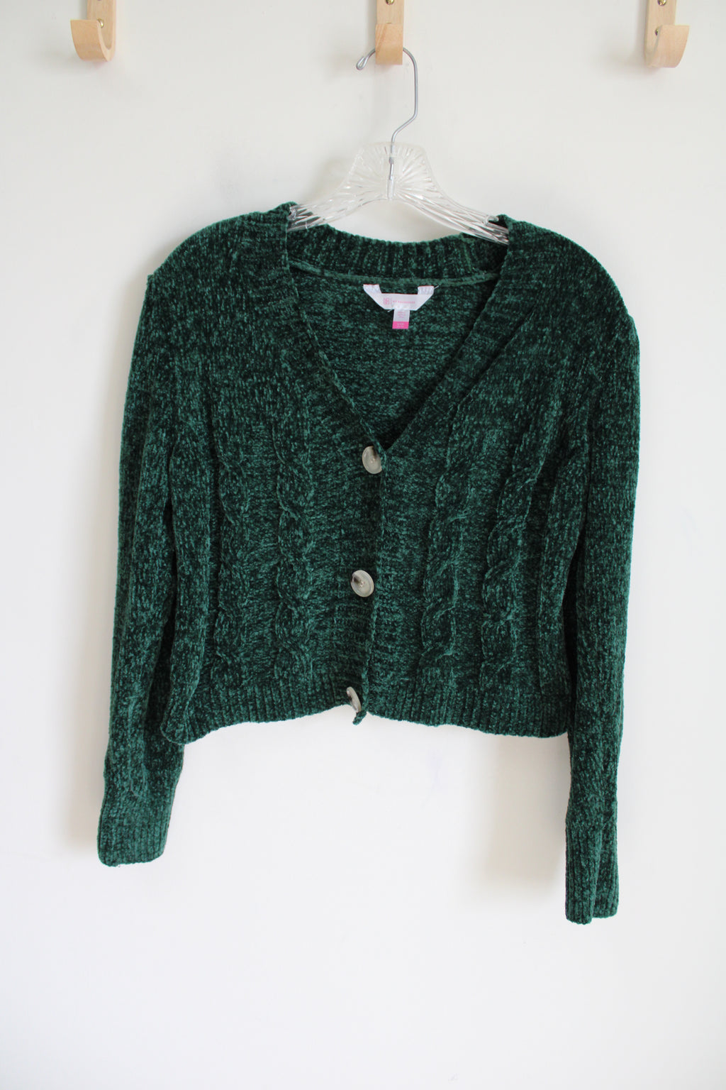 No Boundaries Green Chenille Crop Sweater | S