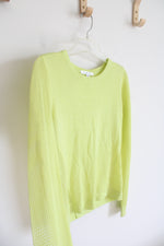 Cabi Yellow Green Mesh Sleeve Open Back Sweater | XS