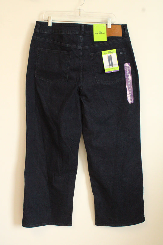 NEW Sam Edelman Pintuck Wide Leg Dark Wash Jeans | 16