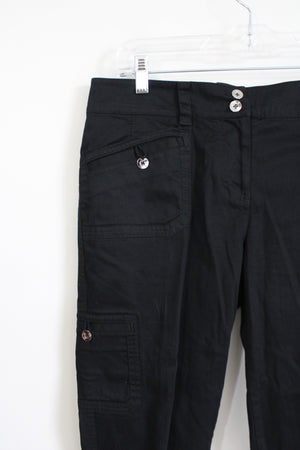 White House Black Market Silver Button Capri Pant | 8