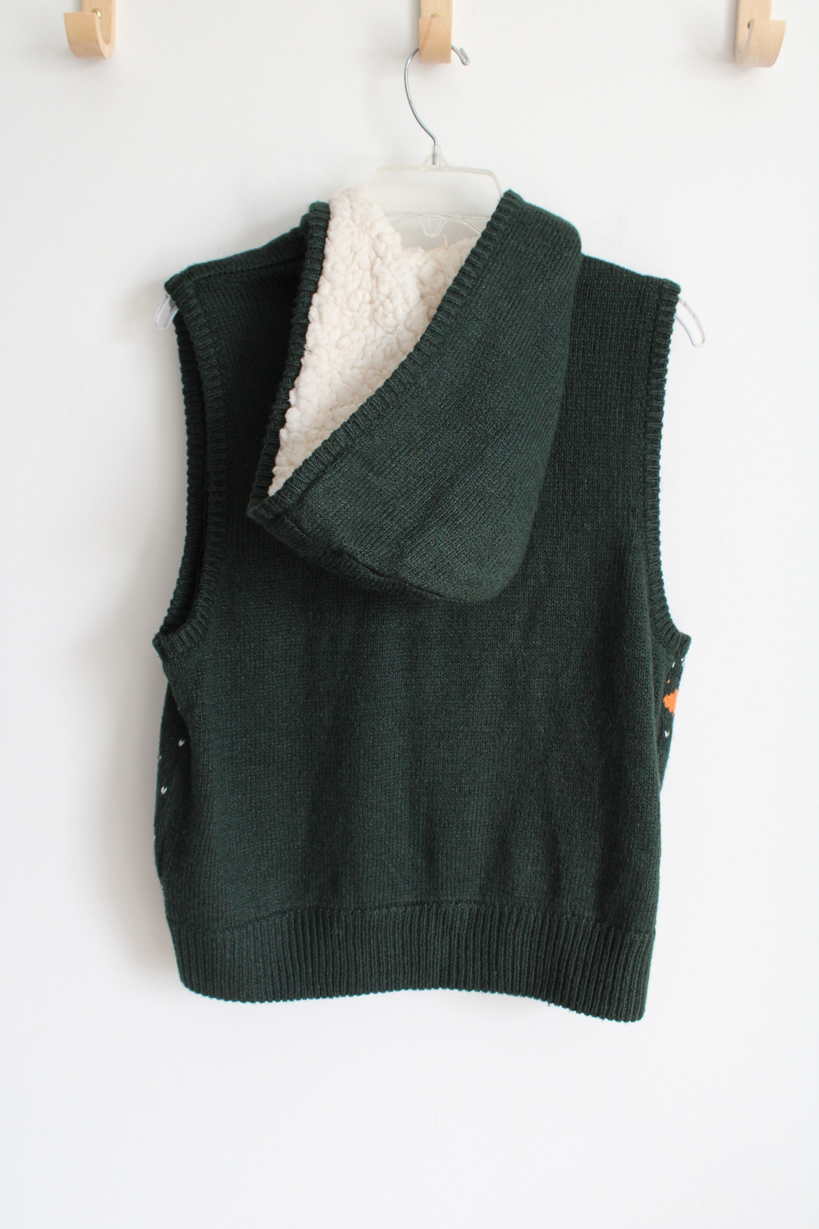 Tiara Green Orange Knit Sweater Vest | XL