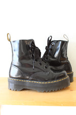 Dr. Martens Molly Black Patent Leather Platform Boot | Size 9