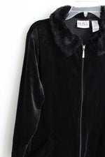 Russ Black Velvet Fur Collar Jacket | L 12/14