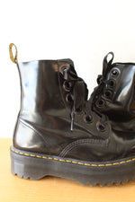 Dr. Martens Molly Black Patent Leather Platform Boot | Size 9