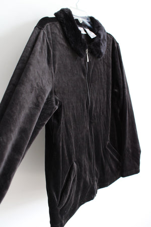 Russ Black Velvet Fur Collar Jacket | L 12/14