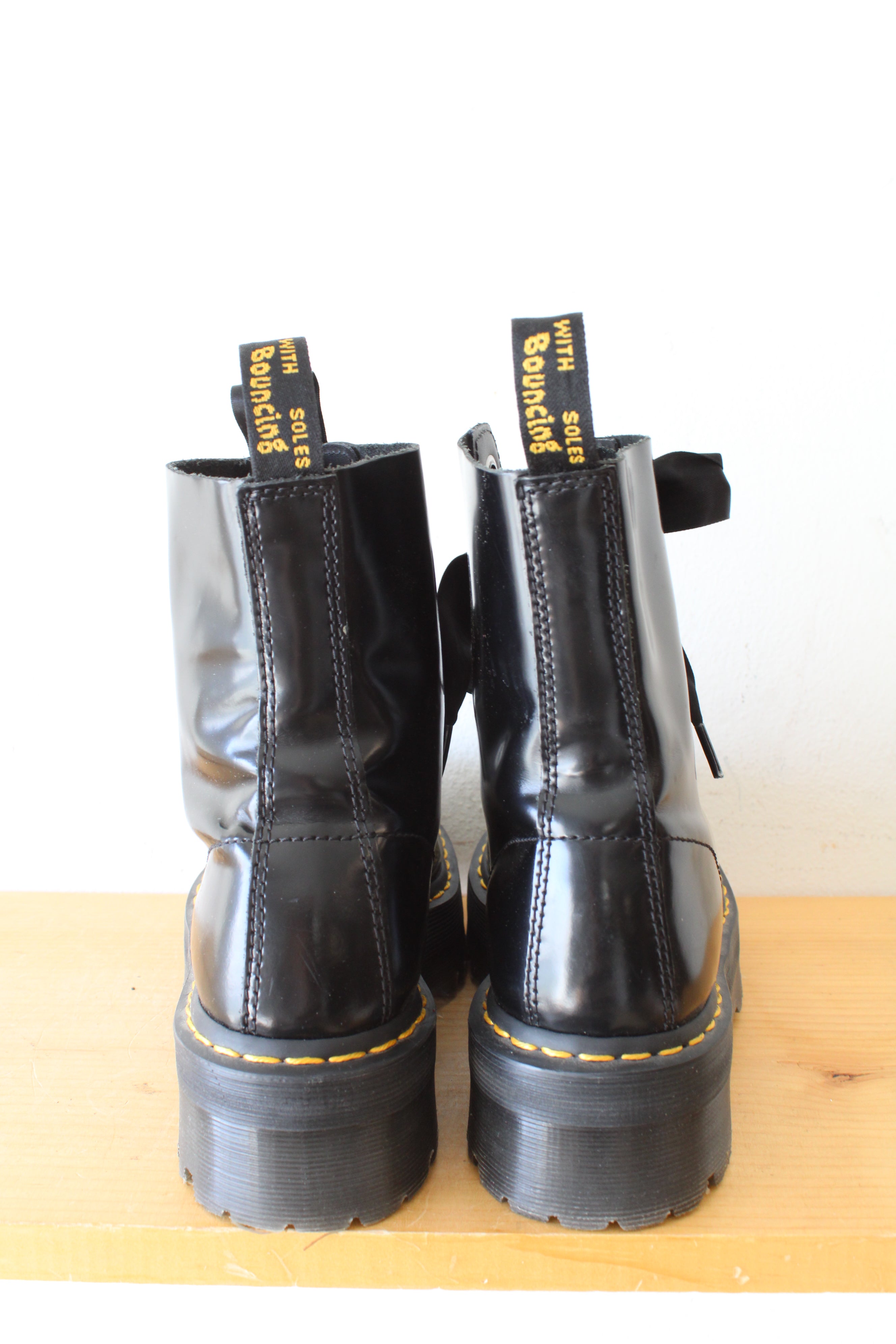 Dr. Martens Molly Black Patent Leather Platform Boot | Size 9