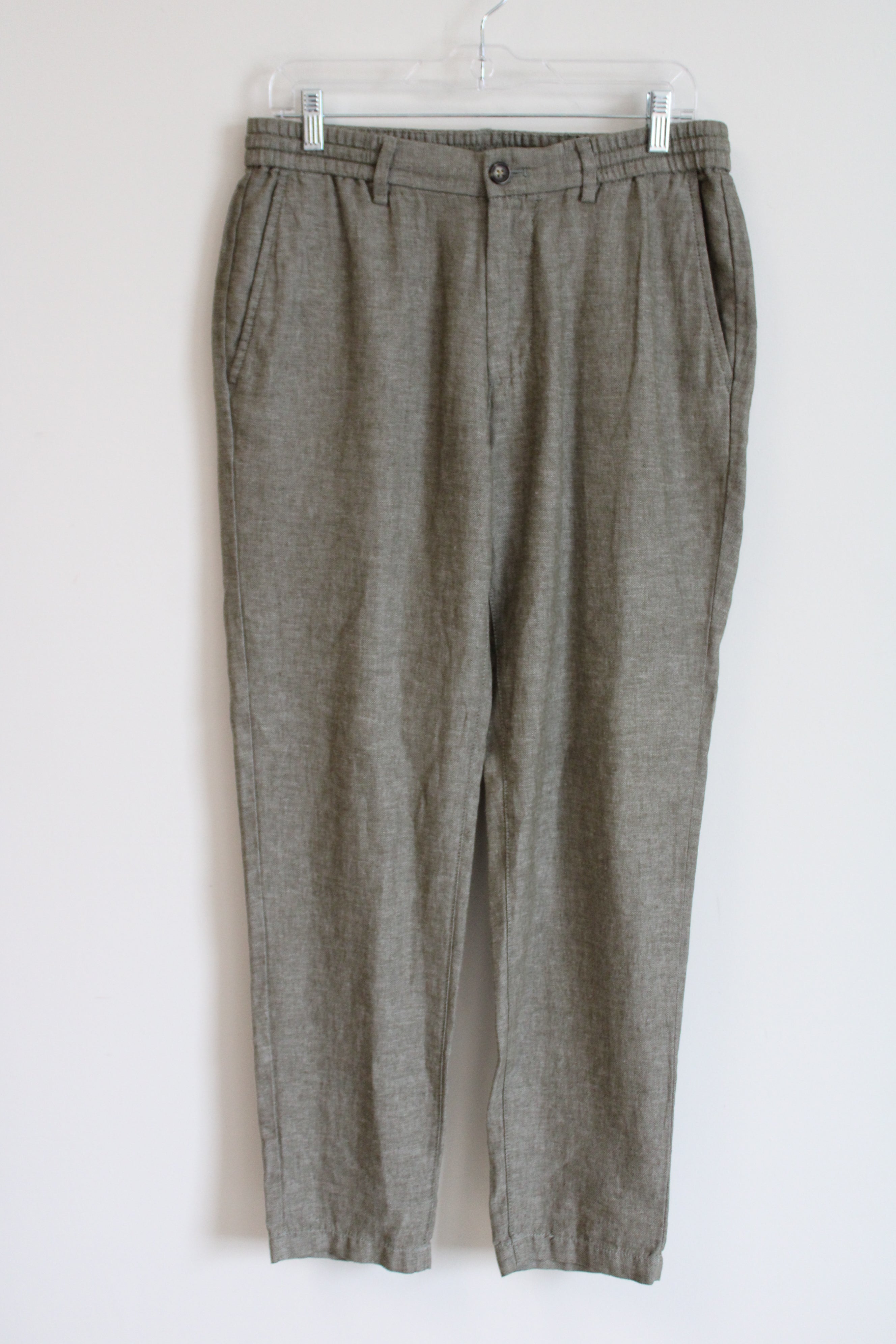 Banana Republic Linen Blend Mason Athletic Tapered green Pant | 32X34