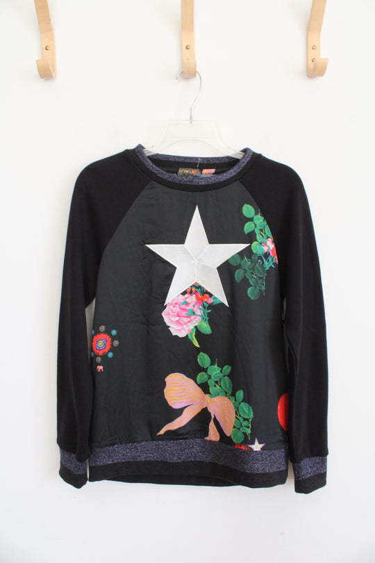 NEW Rowley Love, Kit Floral & Star Black Long Sleeved Top | XS