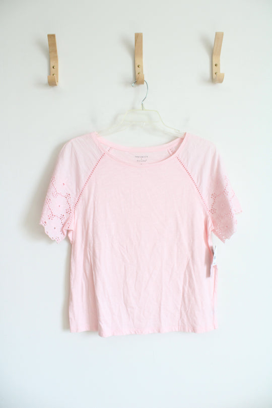 NEW Preswick & Moore Light Pink Eyelet Sleeve Top | L