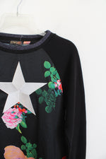 NEW Rowley Love, Kit Floral & Star Black Long Sleeved Top | XS