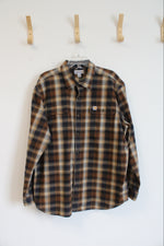 Carhartt Brown Plaid Long Sleeve Button Down | XL