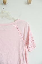 NEW Preswick & Moore Light Pink Eyelet Sleeve Top | L