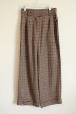 French Paris Brown Plaud Wide Leg Trouser | S