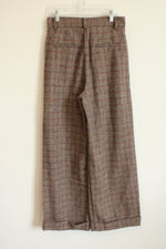 French Paris Brown Plaud Wide Leg Trouser | S