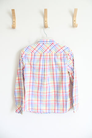 Talbots Multi-Colored White Plaid Button Down Top | S Petite