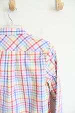 Talbots Multi-Colored White Plaid Button Down Top | S Petite
