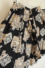 Alfred Dunner Black Tan Tropical Print Skirt Set | 14