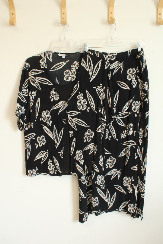 Studio Women Black Floral Skirt Set | 1X