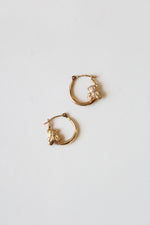 14K Yellow Gold Teddy Bear Hoops