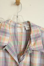 Elisabeth By Liz Claiborne Pastel Plaid Cotton Shirt & Shorts Set | 16