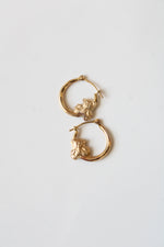 14K Yellow Gold Teddy Bear Hoops