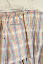 Elisabeth By Liz Claiborne Pastel Plaid Cotton Shirt & Shorts Set | 16
