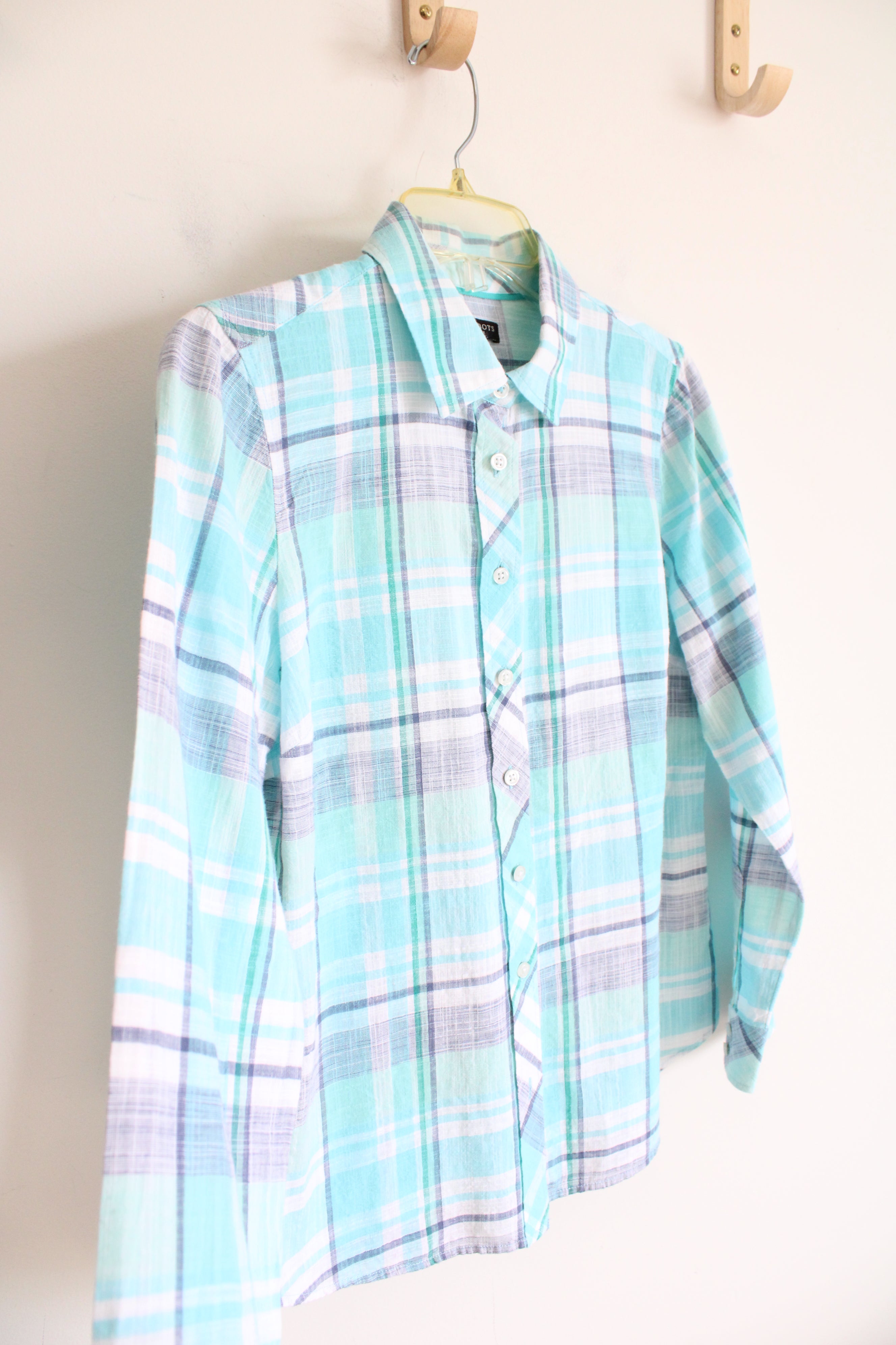 Talbots Blue Plaid Button Down Top | S Petite