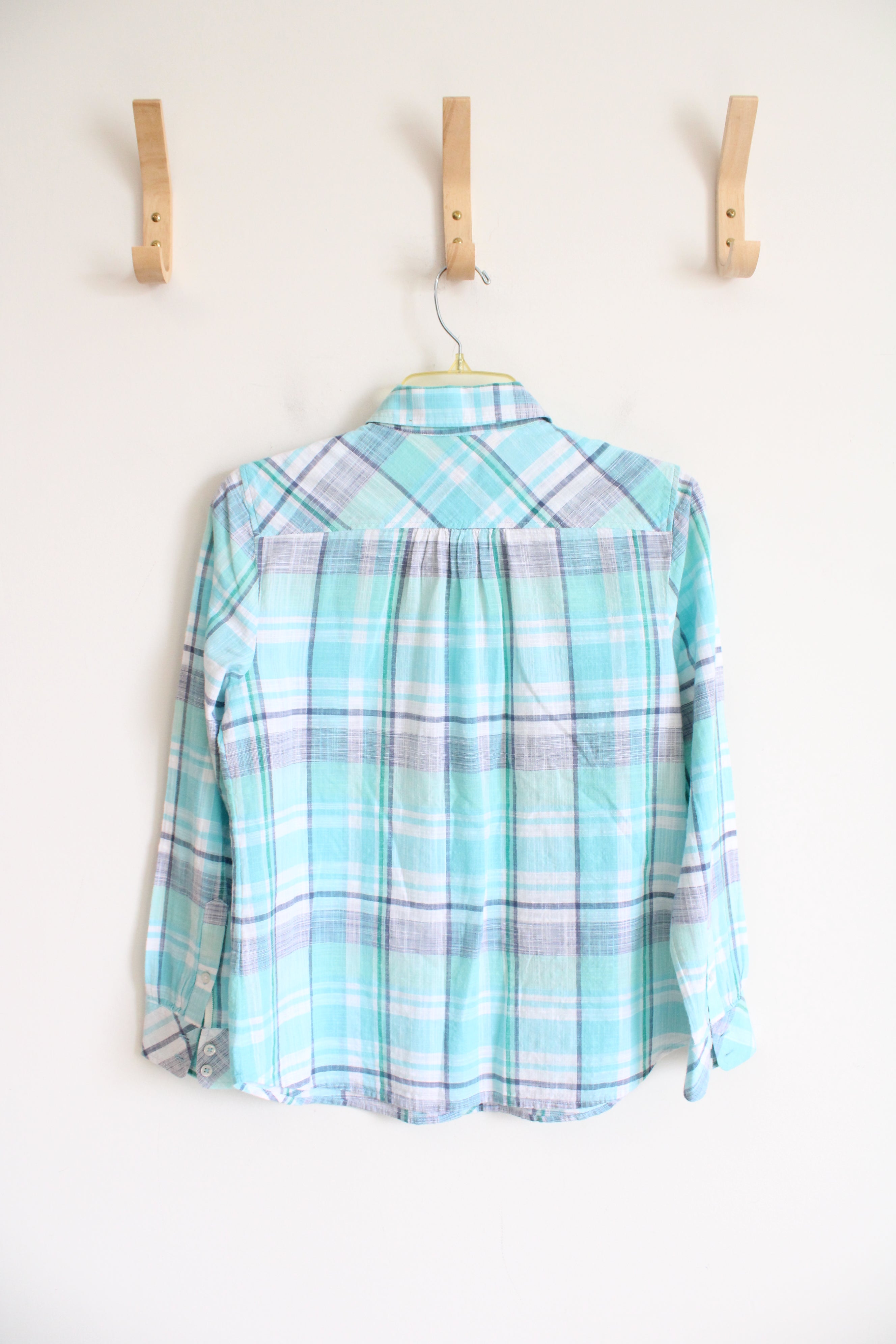 Talbots Blue Plaid Button Down Top | S Petite