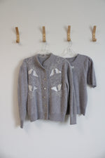 Gray Soft 2-Piece Top and Cardigan | M