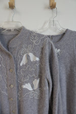 Gray Soft 2-Piece Top and Cardigan | M