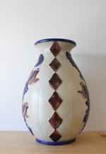 Knodgen Edel-Keramik #1480/30 Blue Brown Floral Tall Ceramic Vase