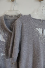 Gray Soft 2-Piece Top and Cardigan | M
