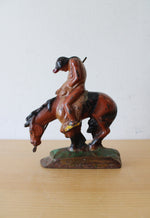 Vintage Painted Cast Iron End Of The Trail Bookend