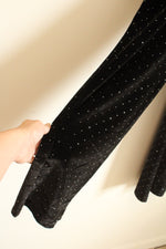 NEW OTOS Black Velvet with Rhinestones Lounge Pants | L